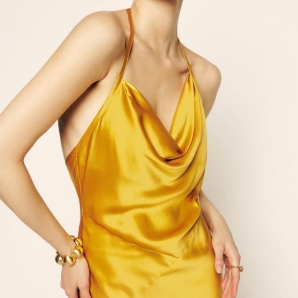 Reformation Golden yellow Backless Midi Dress